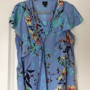 Worthington  Floral Tie Blouse Sz L